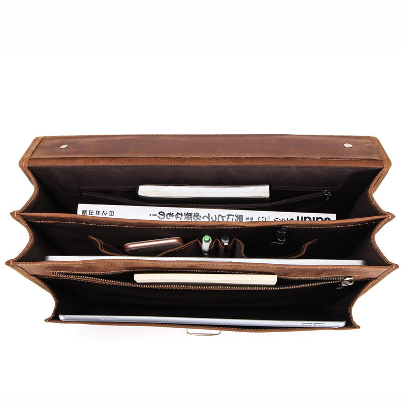 14 Inch Laptop Leather Men's Business Briefcase CJD