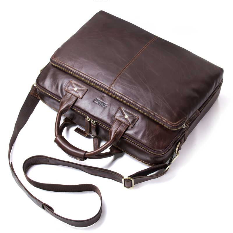Casual Leather Business Briefcase Large Capacity Men's Shoulder Bag CJD