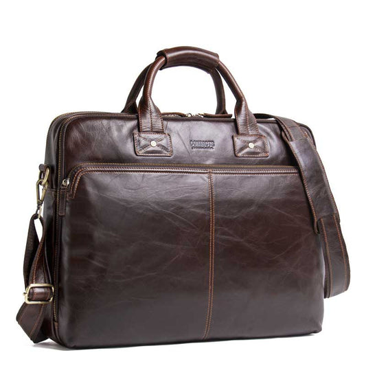 Casual Leather Business Briefcase Large Capacity Men's Shoulder Bag CJD