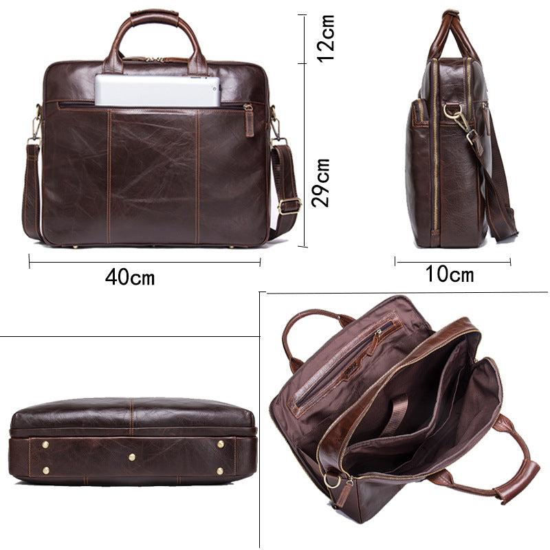 Casual Leather Business Briefcase Large Capacity Men's Shoulder Bag CJD