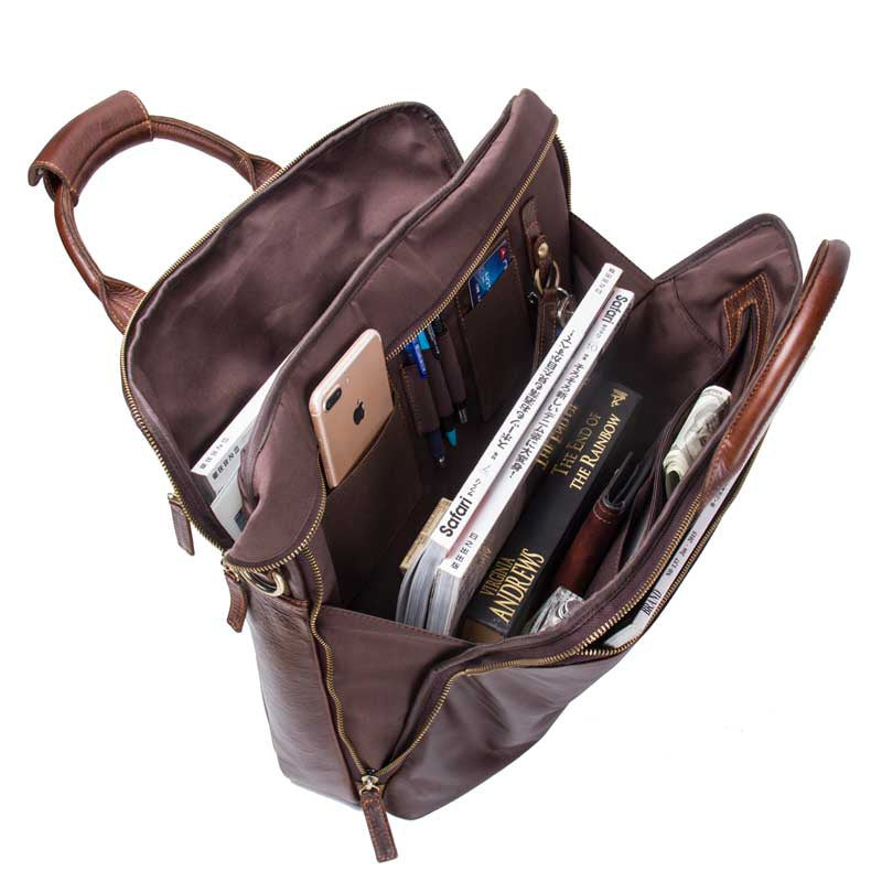 Casual Leather Business Briefcase Large Capacity Men's Shoulder Bag CJD