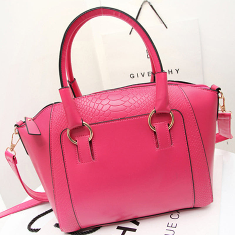 Fashion Crocodile Pattern One-Shoulder Portable Bright Leather Bag CJD