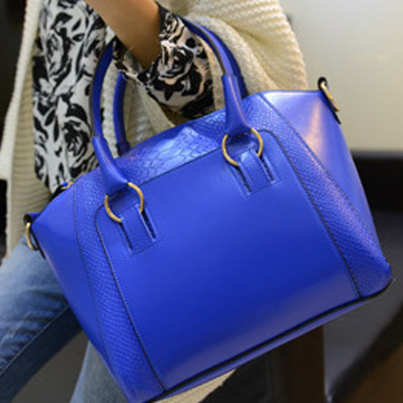 Fashion Crocodile Pattern One-Shoulder Portable Bright Leather Bag CJD