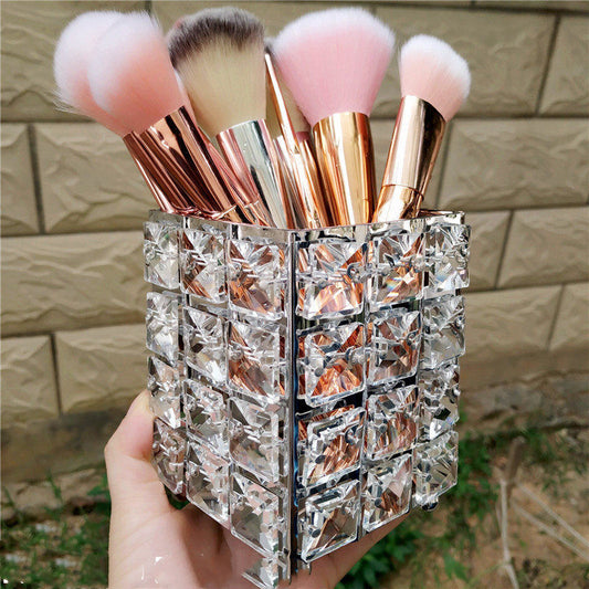 European-Style Golden Crystal Makeup Brush Storage Tube Brush Bucket CJD2