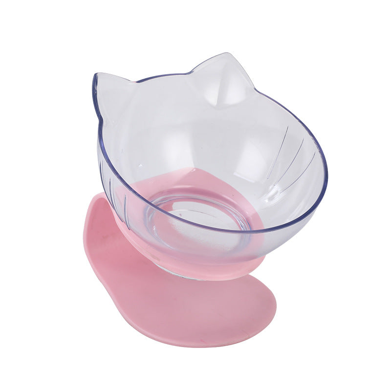New Inclined Food Cat Ear Oblique Mouth Transparent Single Pet Bowl Pets Fashion