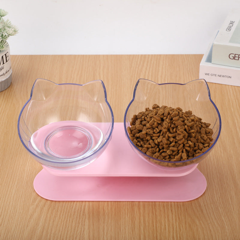 New Inclined Food Cat Ear Oblique Mouth Transparent Single Pet Bowl Pets Fashion