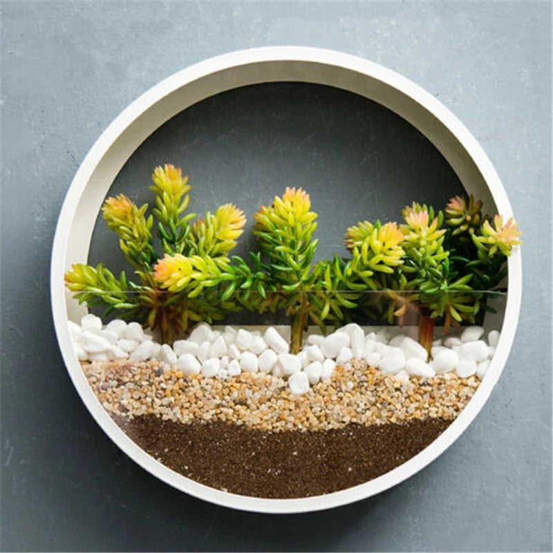 Round Iron Wall Vase Home Living Room Restaurant Hanging Basket Flower Pot Wall Decor Succulent Plant Planters Art Glass Vases PearlNestDecor.com