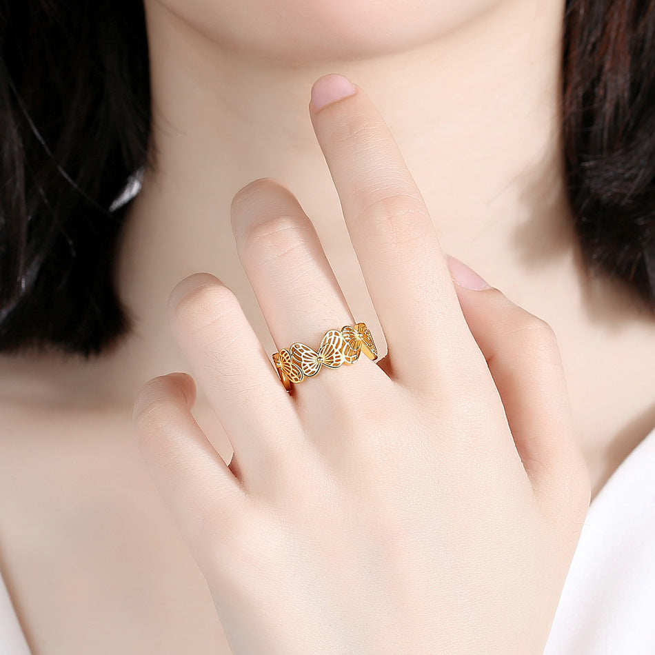 S925 Sterling Silver Butterfly Ring LadyShow.Store