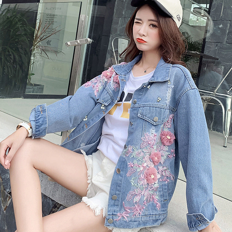 Ripped Denim Short Jacket Women Loose Jacket CJD