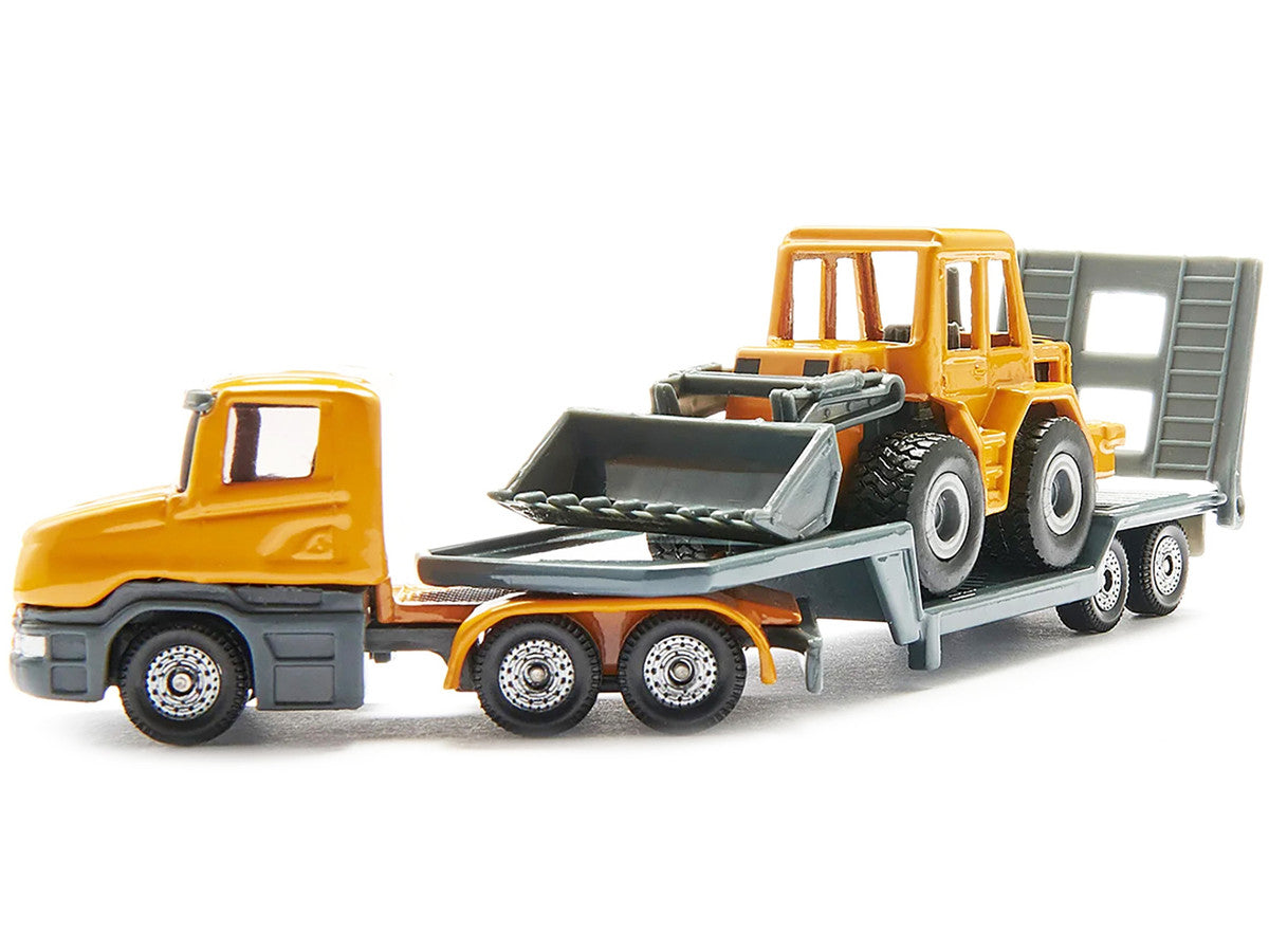 Truck with Low Loader Trailer and Front Loader Yellow Diecast Model by Siku LuxuryLifeWay Online Store