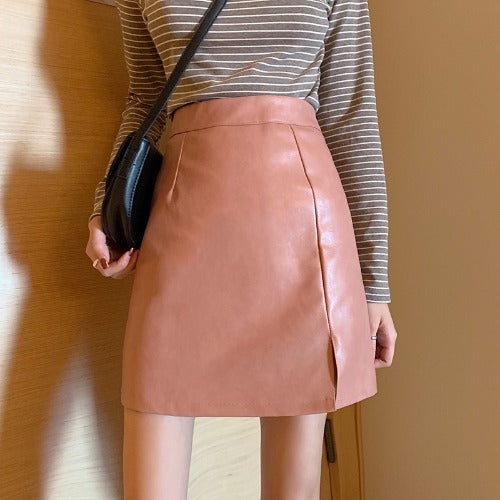 Shiny PU Leather Mini Skirt NorixaFashion.com