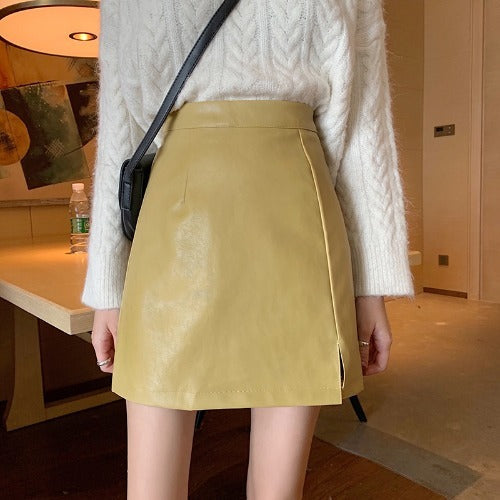 Shiny PU Leather Mini Skirt NorixaFashion.com