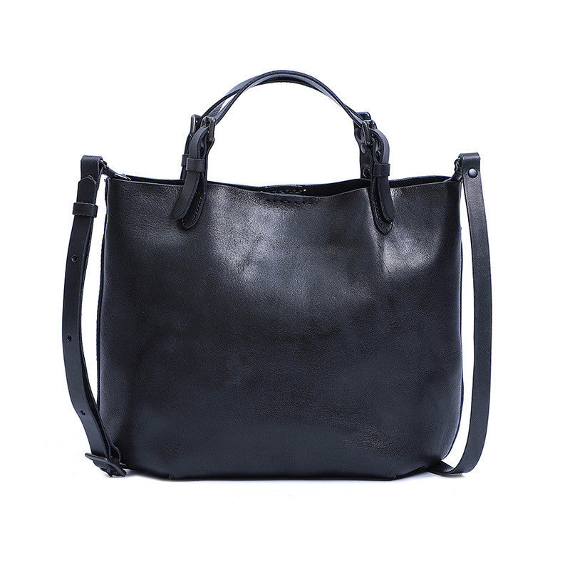Vintage First-Layer Cowhide Mother & Child Handbag - Retro Dumpling-Style Leather Tote with Genuine Leather Lining (30x26x11cm)Vintage First-Layer Cowhide Mother & Child Handbag - Retro Dumpling-Style Leather Tote with Genuine Leather Lining (30x26x11cm) LadyShow.Store