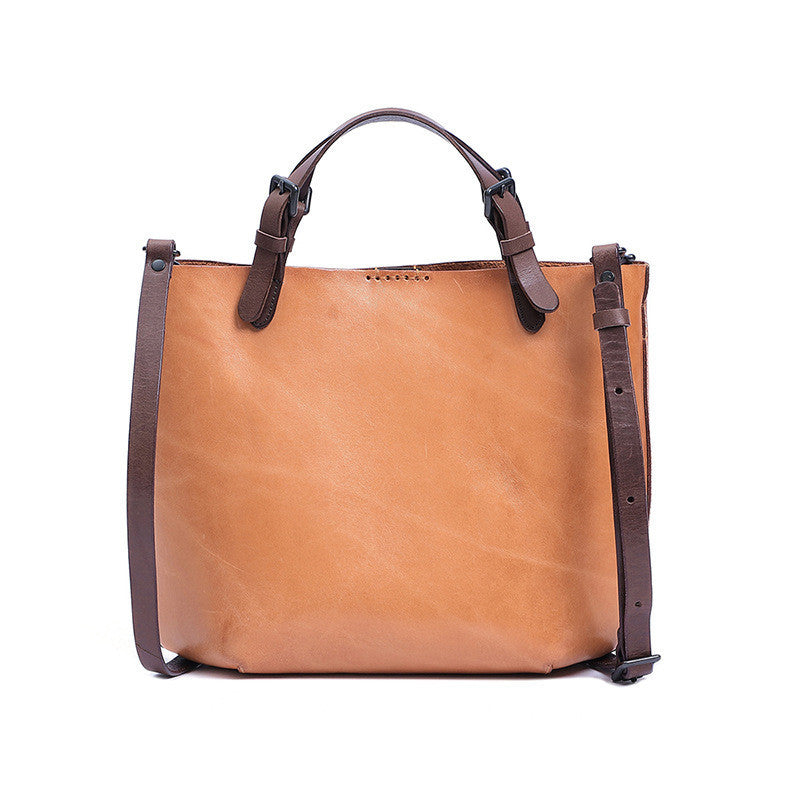 Vintage First-Layer Cowhide Mother & Child Handbag - Retro Dumpling-Style Leather Tote with Genuine Leather Lining (30x26x11cm)Vintage First-Layer Cowhide Mother & Child Handbag - Retro Dumpling-Style Leather Tote with Genuine Leather Lining (30x26x11cm) LadyShow.Store