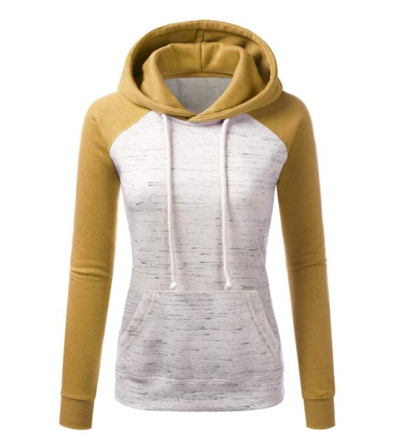Casual Color Block Fleece Hooded Sweatshirt