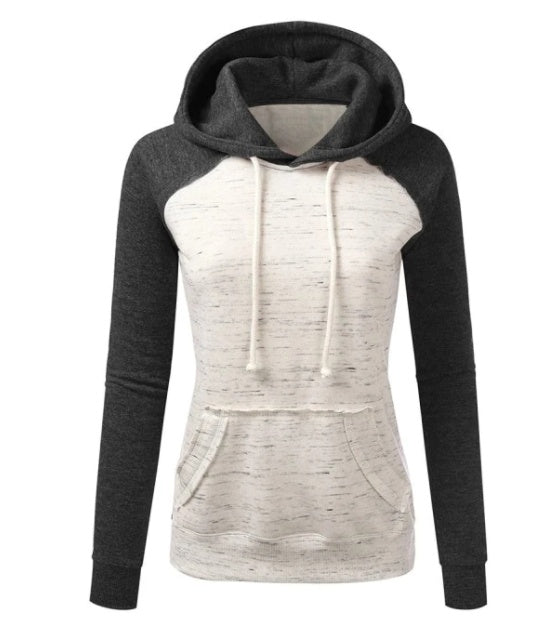 Casual Color Block Fleece Hooded Sweatshirt