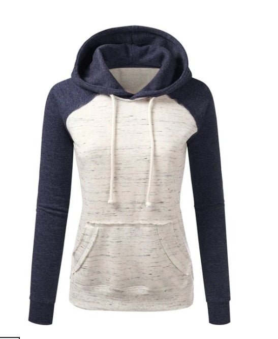 Casual Color Block Fleece Hooded Sweatshirt