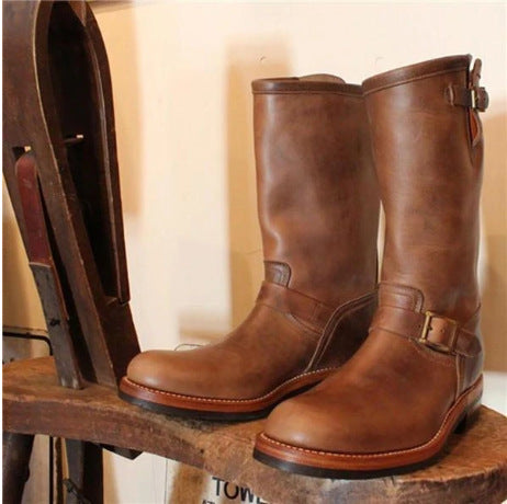 Low Heeled Autumn And Winter Round Toe Mid Tube Men's Boots LadyShow.Store
