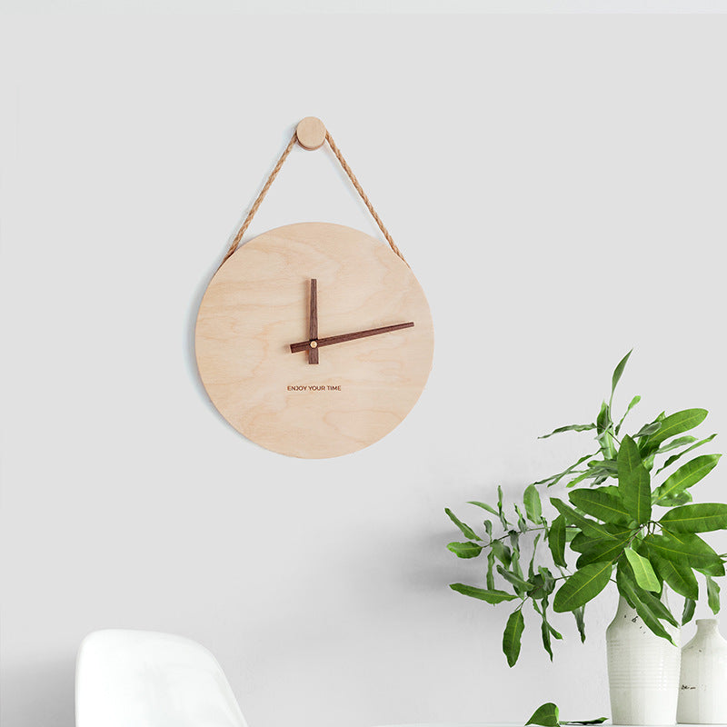 Wooden Sling Creative Wall Clock Nordic Home Living Room Clock Decoration PearlNestDecor.com