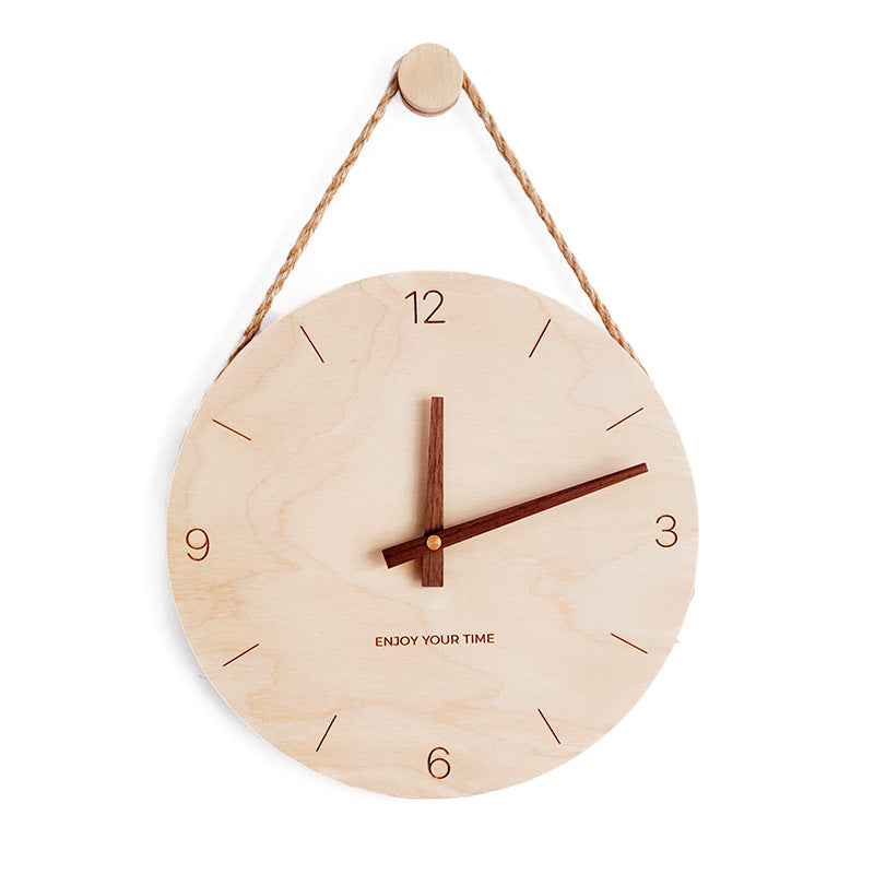 Wooden Sling Creative Wall Clock Nordic Home Living Room Clock Decoration PearlNestDecor.com