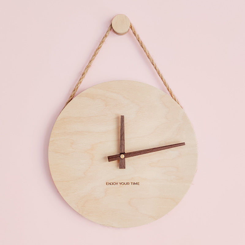 Wooden Sling Creative Wall Clock Nordic Home Living Room Clock Decoration PearlNestDecor.com