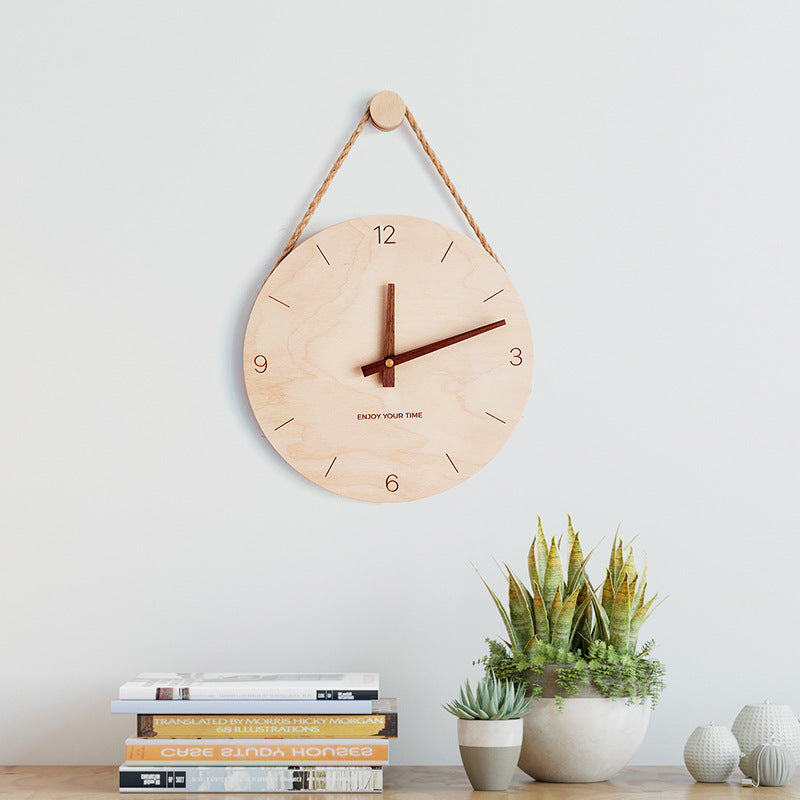 Wooden Sling Creative Wall Clock Nordic Home Living Room Clock Decoration PearlNestDecor.com