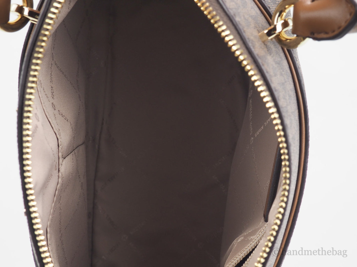 Michael Kors Jet Set Travel Medium Brown Signature PVC Dome X Cross Satchel Bag LadyShow.Store