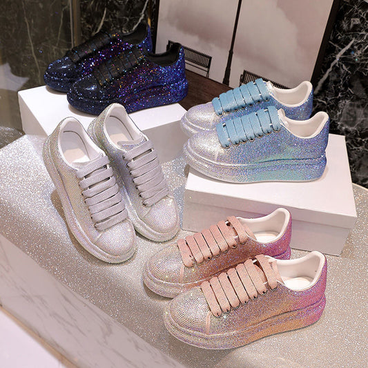 Shoes Women Sports White Shine with Rhinestone Shoes LadyShow.Store