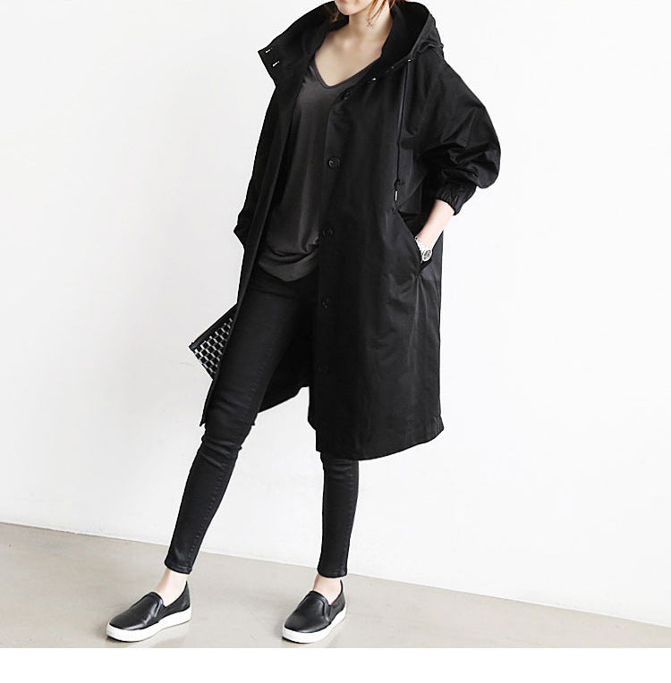 Women Windbreaker Jacket Casual Loose Button Pockets Hooded Quick Dry Windproof Waterproof Clothes For Outdoor Hiking Camping LadyShow.Store