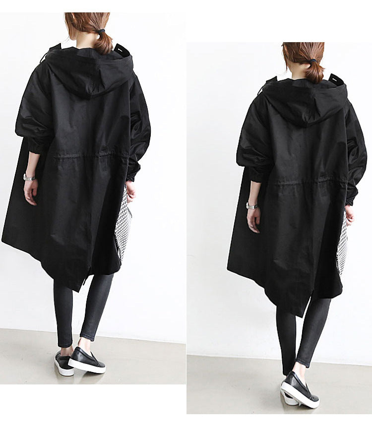Women Windbreaker Jacket Casual Loose Button Pockets Hooded Quick Dry Windproof Waterproof Clothes For Outdoor Hiking Camping LadyShow.Store