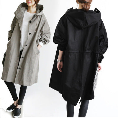 Women Windbreaker Jacket Casual Loose Button Pockets Hooded Quick Dry Windproof Waterproof Clothes For Outdoor Hiking Camping LadyShow.Store