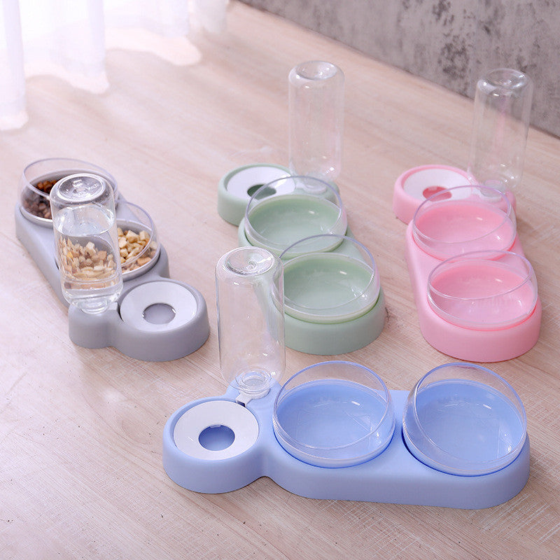Pet Cat Bowl Automatic Feeder Dog Cat Food Bowl With Water Fountain Double Bowl Drinking Raised Stand Pets Fashion
