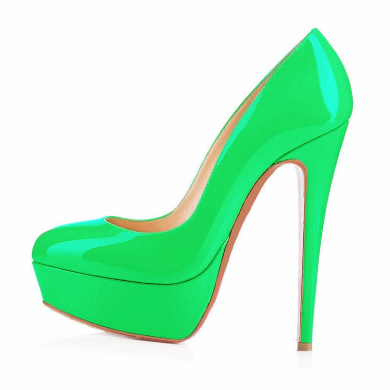 European And American Large Size High Heels Baotou Round Toe Women'S Shoes LadyShow.Store