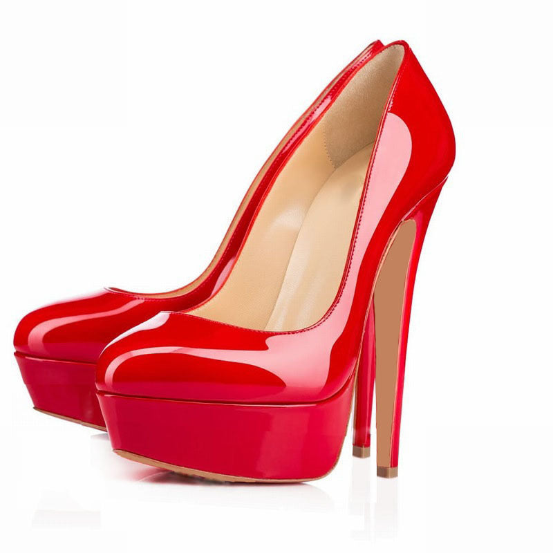 European And American Large Size High Heels Baotou Round Toe Women'S Shoes LadyShow.Store