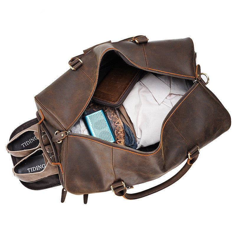 Retro Travel Bag Large Capacity Handbag Leather Men's Diagonal Bag LadyShow.Store