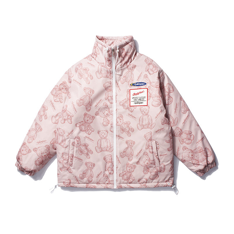 Trendy Brand Hip-Hop Bear Padded Jacket Boys Loose Padded Stand-Up Collar Padded Jacket CJD