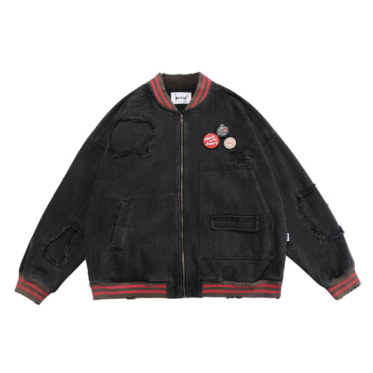 BLACKAIR Street Brand Spring And Summer Men's National Tide Old Punk Hip-hop Men's AQnd Women's Baseball Jackets CJD