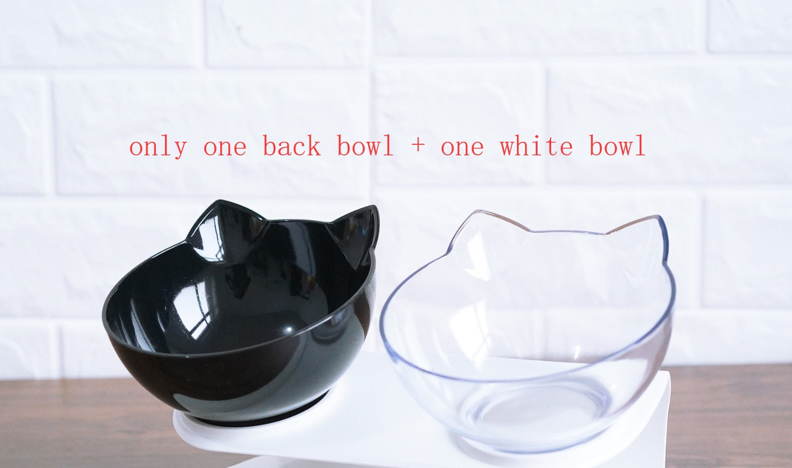 New Inclined Food Cat Ear Oblique Mouth Transparent Single Pet Bowl Pets Fashion