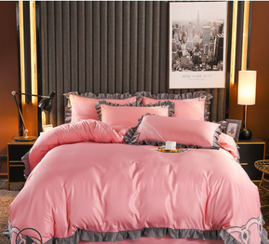 European-Style Washed Silk Four-Piece Set, Ice Silk Nude Bed Sheet And Duvet Cover, Summer Silk Bedding Three-Piece Set