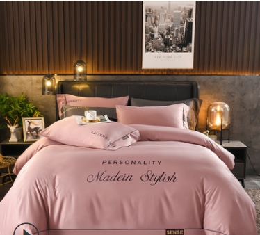 European-Style Washed Silk Four-Piece Set, Ice Silk Nude Bed Sheet And Duvet Cover, Summer Silk Bedding Three-Piece Set