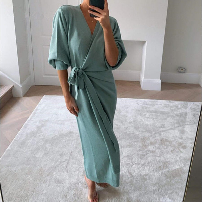 Women Long Knitted Sweater Dress Autumn NorixaFashion.com