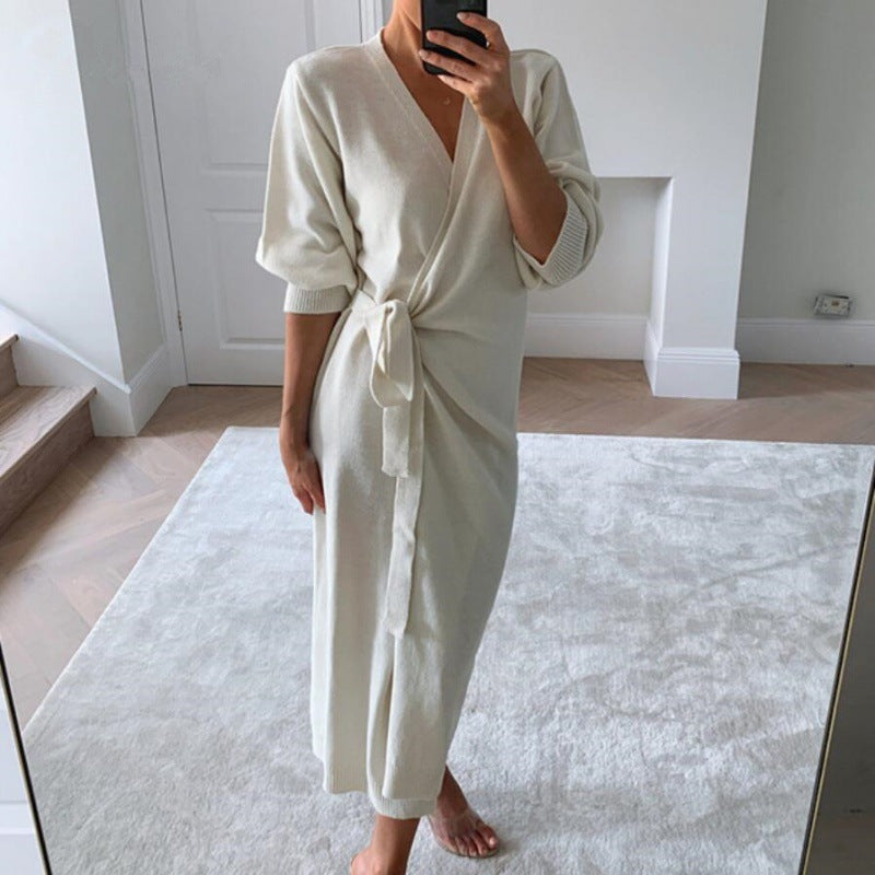 Women Long Knitted Sweater Dress Autumn NorixaFashion.com
