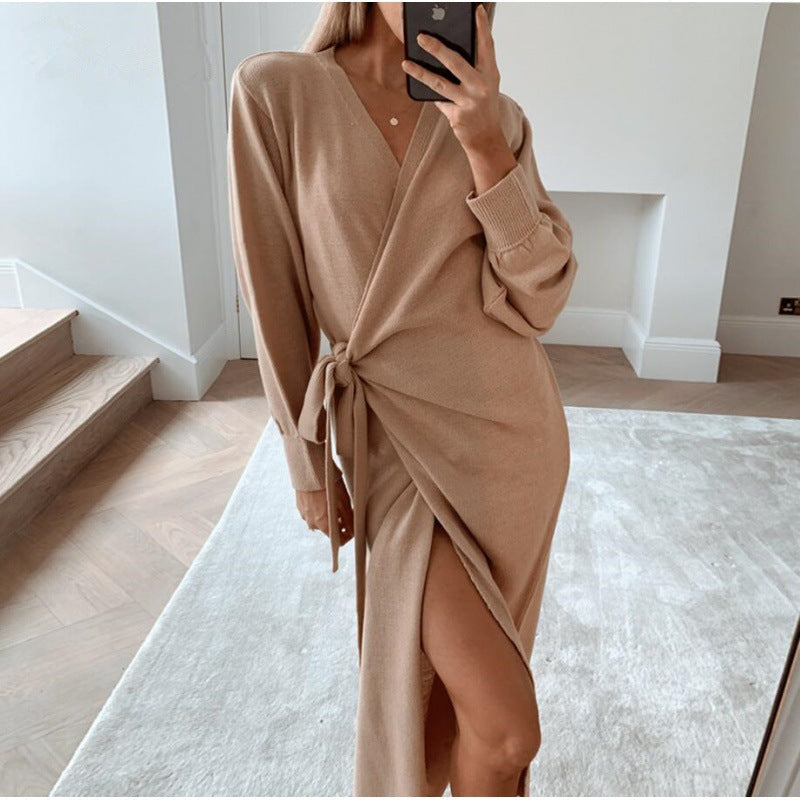 Women Long Knitted Sweater Dress Autumn NorixaFashion.com