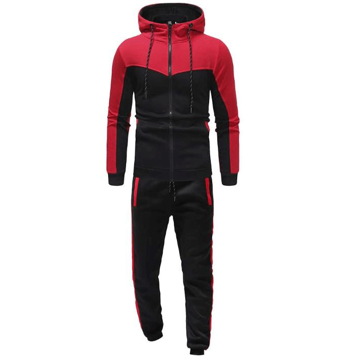 Men's Hooded Color Block Casual Cardigan Set NorixaFashion.com