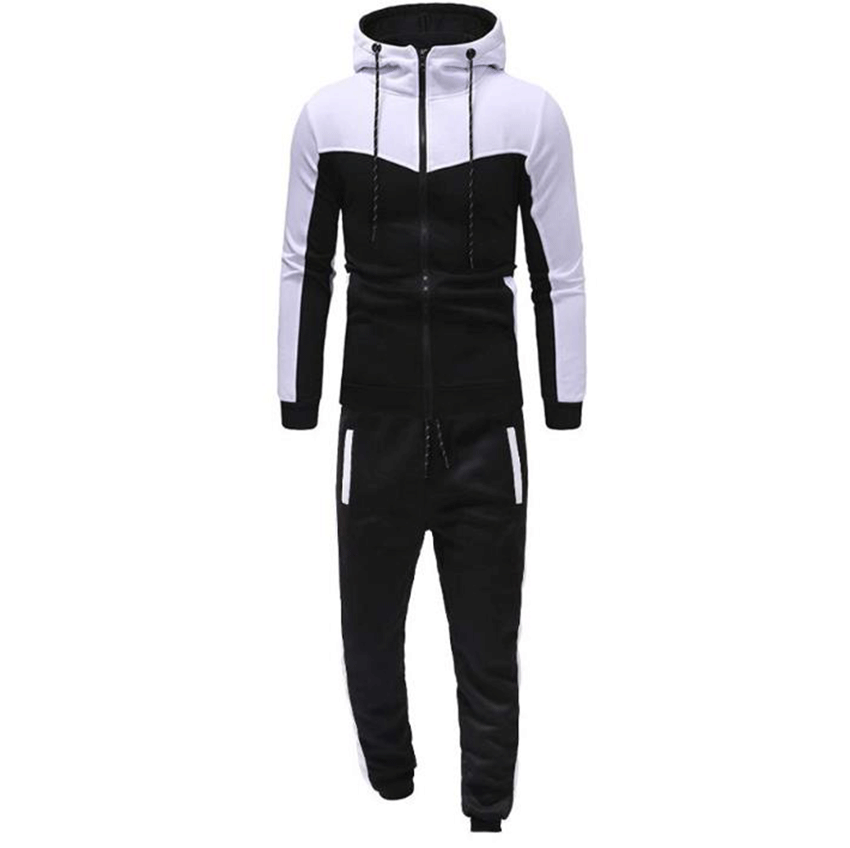 Men's Hooded Color Block Casual Cardigan Set NorixaFashion.com