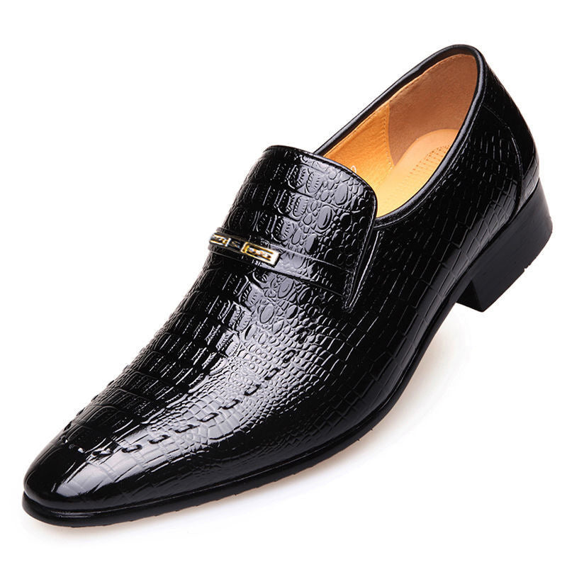 Ov Shoes 3195 Crocodile-Print Men's Leather Shoes Large Size Low-Help Men's Casual Single Shoes Embossed Leather Shoes Men Best YouTube Store