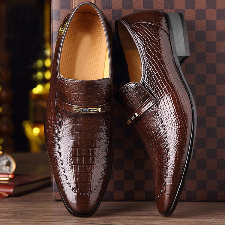 Ov Shoes 3195 Crocodile-Print Men's Leather Shoes Large Size Low-Help Men's Casual Single Shoes Embossed Leather Shoes Men Best YouTube Store