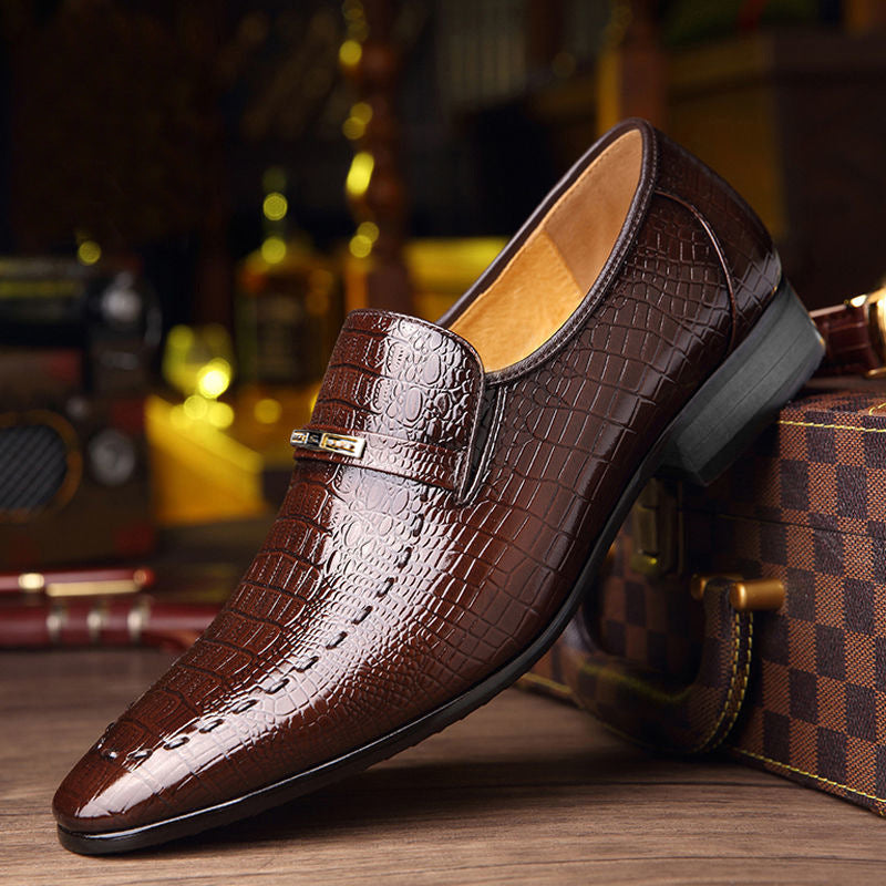 Ov Shoes 3195 Crocodile-Print Men's Leather Shoes Large Size Low-Help Men's Casual Single Shoes Embossed Leather Shoes Men Best YouTube Store