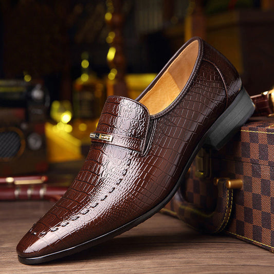 Ov Shoes 3195 Crocodile-Print Men's Leather Shoes Large Size Low-Help Men's Casual Single Shoes Embossed Leather Shoes Men Best YouTube Store