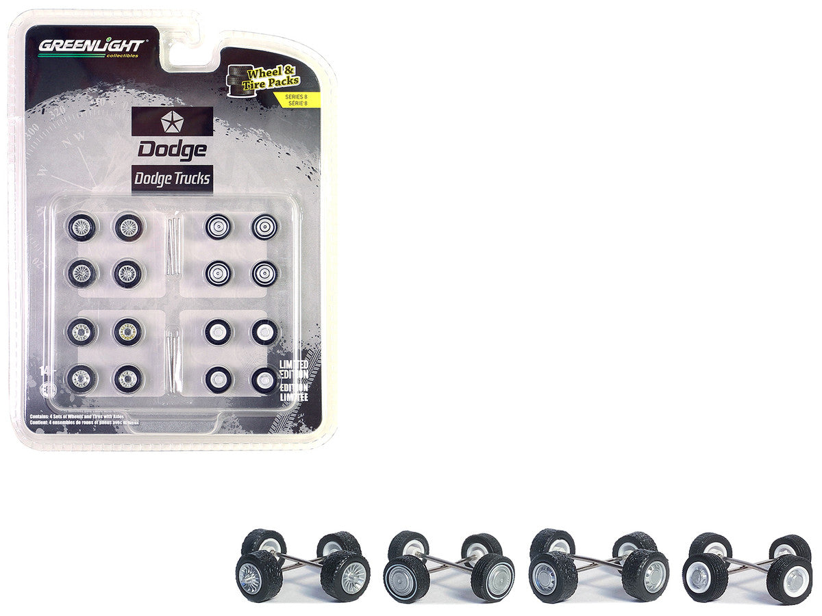 "First Generation (1981-93) Dodge Trucks" Wheels and Tires Multipack Set of 24 pieces "Wheel & Tire Packs" Series 8 1/64 by Greenlight LuxuryLifeWay Online Store